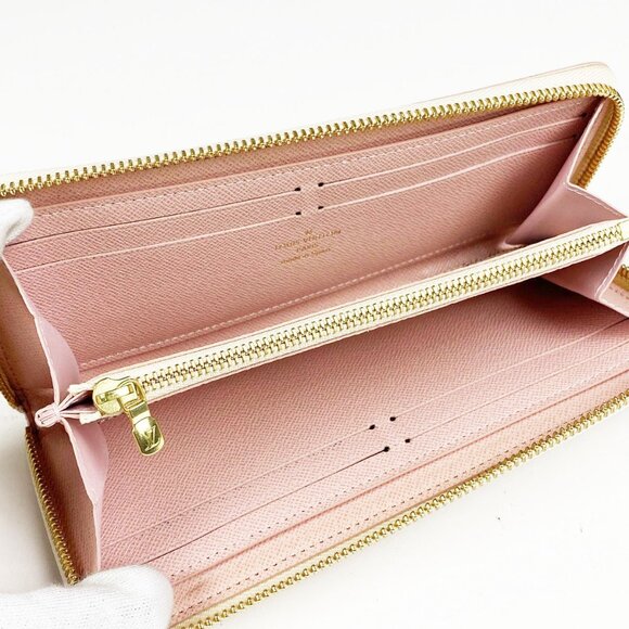 🌷 Louis Vuitton Damier Azur Studded Clemence Zippy Wallet Rose Ballerine Pink - Picture 12 of 12